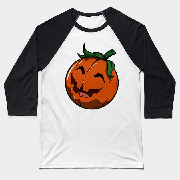 Smiling Pumpkin Baseball T-Shirt by Epic Splash Graphics